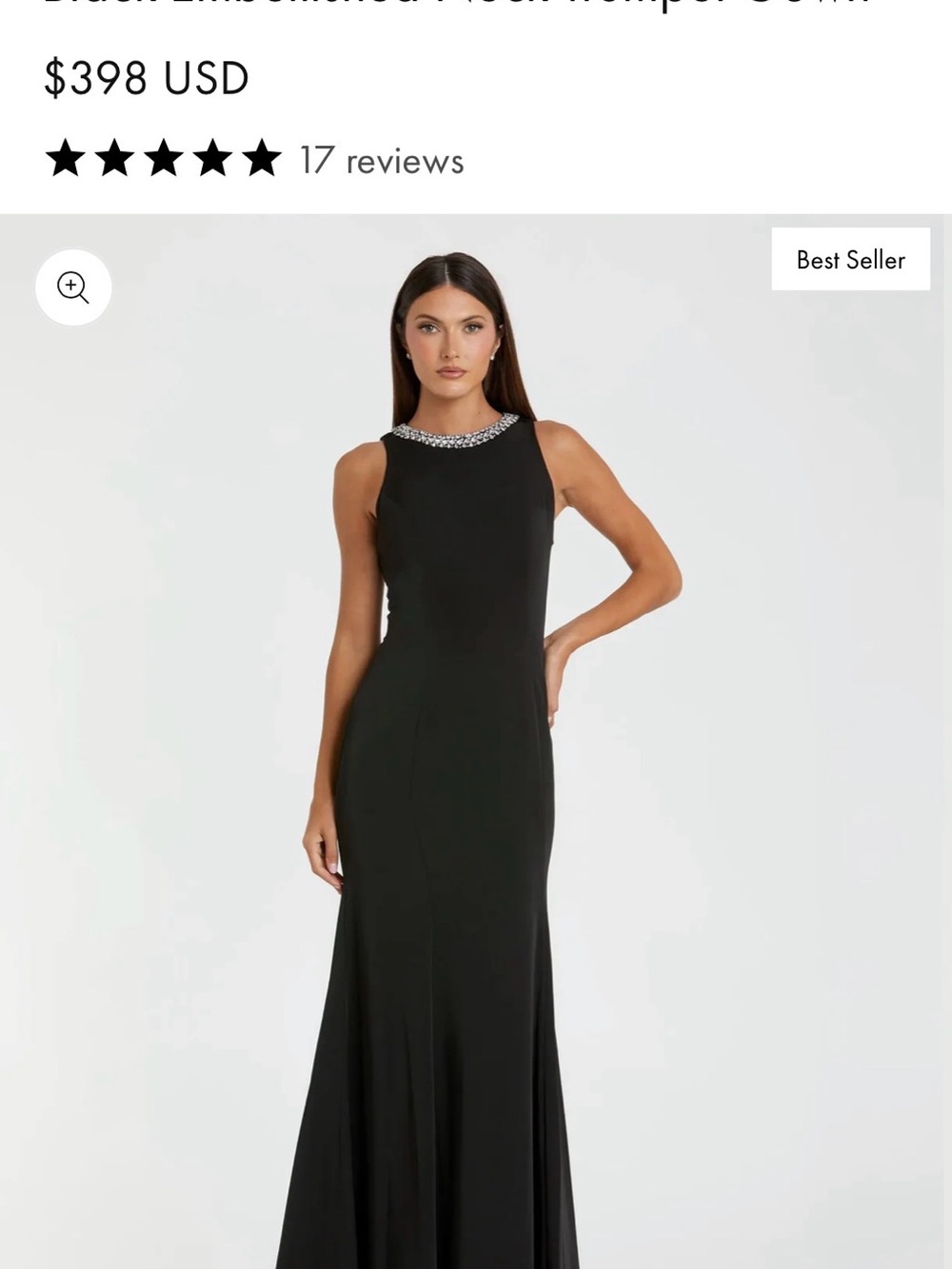 Mac Duggal Black Jewel-Neck Maxi Gown